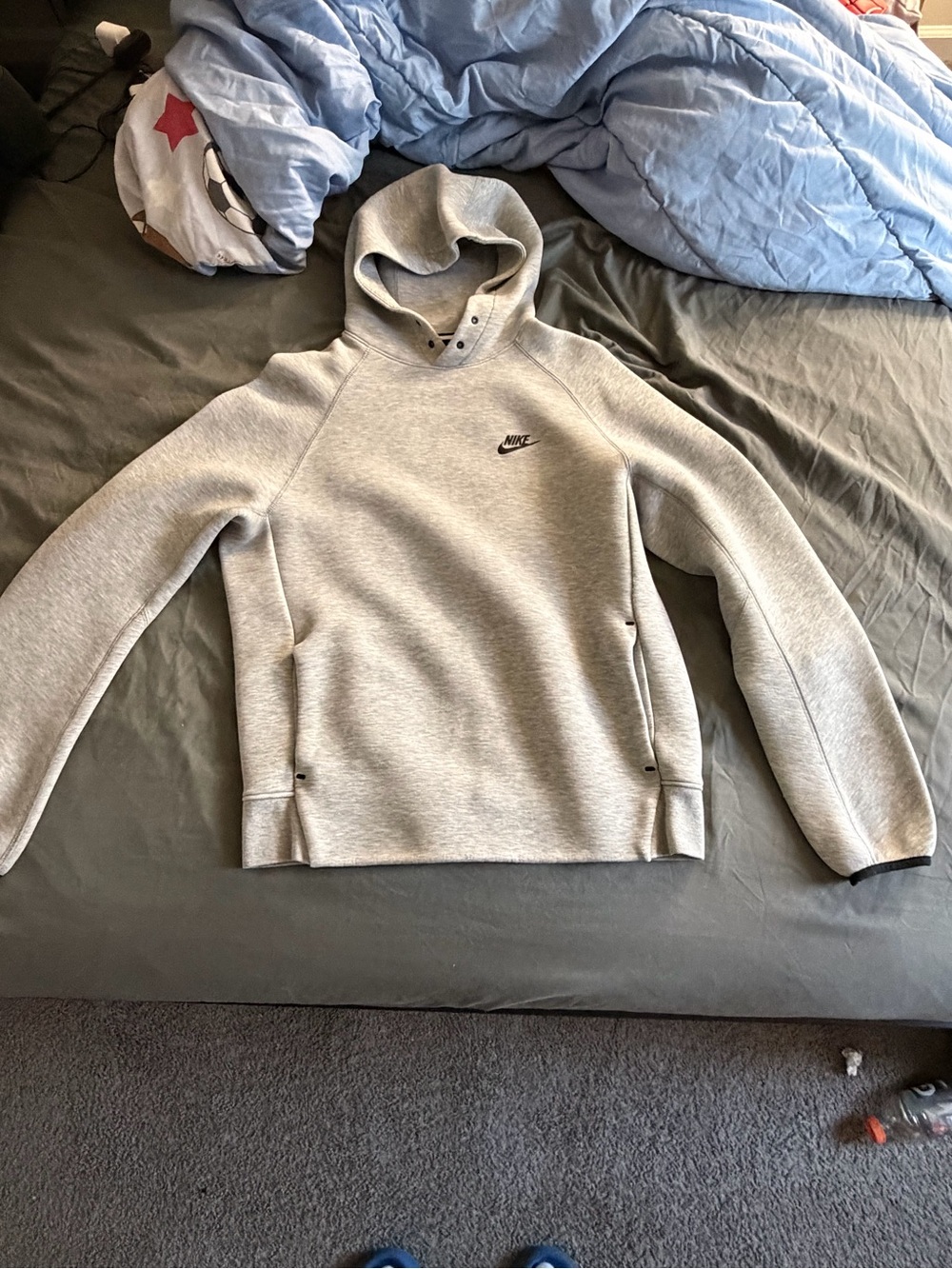 Nike Gray Fleece Pullover Hoodie Mens Small Swoosh
